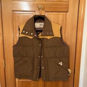 Vintage Brown and Tan Down Vest, size large
